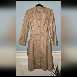 Vintage Bonders Women’s Tan Dress Trench Coat Made In USA Retro Classic Size M-L